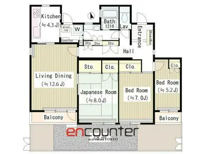 BLESS阿佐ヶ谷 THE SEASONS A棟(3LDK/1階)の間取り写真