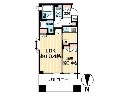 ダイナシティ新中野(1LDK/2階)の間取り写真