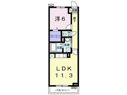 カーサ クアットロ(1LDK/2階)の間取り写真