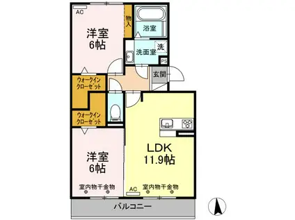 D-GRACE(2LDK/2階)の間取り写真