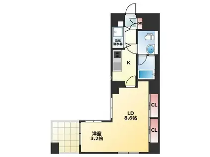 プラスヴァンドームサントル(1LDK/8階)の間取り写真