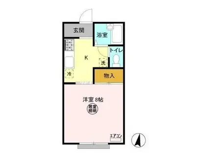 グリーンウッドハイツB(1K/2階)の間取り写真