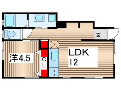 ブラウ国立(1LDK/1階)の間取り写真