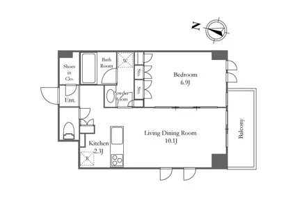 KDXレジデンス恵比寿旧エルスタンザ恵比寿南(1LDK/4階)の間取り写真