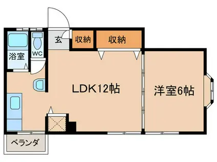 坂元コーポ(1LDK/4階)の間取り写真
