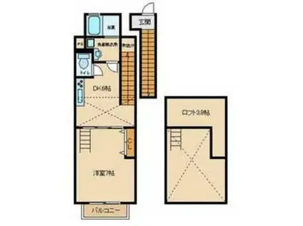 レジデンス武蔵浦和II(1DK/2階)の間取り写真