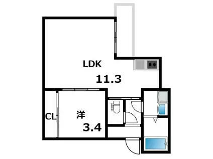 T-SQUARE甲南山手(1LDK/3階)の間取り写真