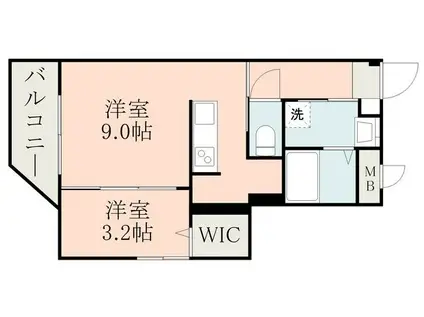 LA-CHIC永吉(1LDK/2階)の間取り写真
