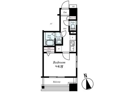 ステーションビューロアール府中(1K/8階)の間取り写真