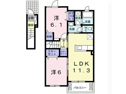 ベルドミール(2LDK/2階)の間取り写真