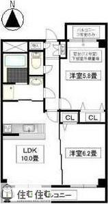 ベルカーサ東山台II(2LDK/3階)の間取り写真