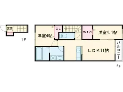 四郷町山脇アパート(2LDK/2階)の間取り写真