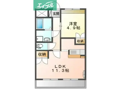 エルガーデン白石(1LDK/2階)の間取り写真