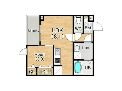 ココングランジュール西宮室川町(1LDK/2階)の間取り写真