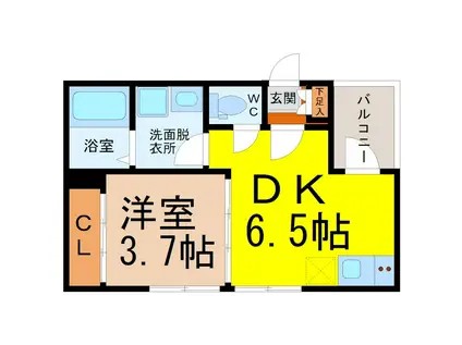 ハーモニーテラス田光町(1DK/2階)の間取り写真