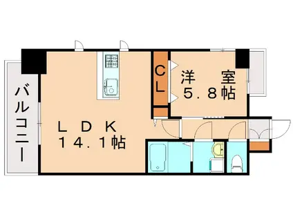 MDIプロスコルディア黒崎駅前(1LDK/8階)の間取り写真