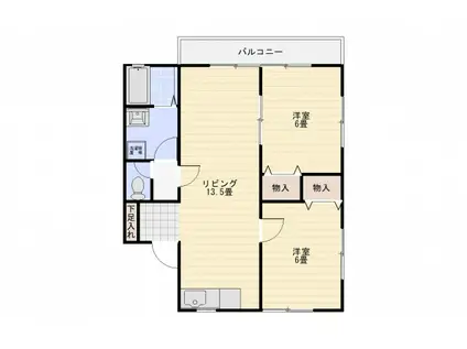 サザンクロス(2LDK/2階)の間取り写真