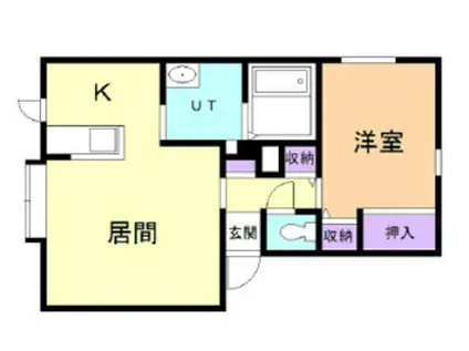 ELEVATO N棟(1LDK/2階)の間取り写真