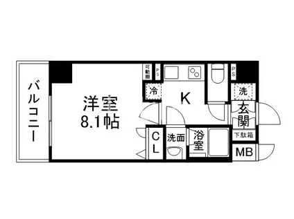 ベラジオ京都西院ウエストシティIII(1K/3階)の間取り写真