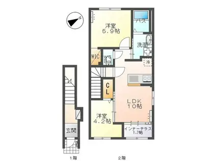 MAISON LA SOEUR (2LDK/2階)の間取り写真