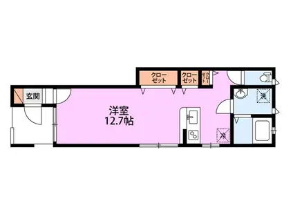 プレミアムレジデンス(1K/1階)の間取り写真