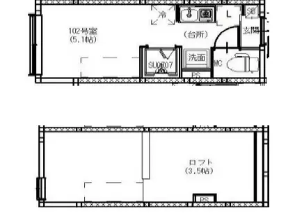 URAYAMA TERRACE(ワンルーム/1階)の間取り写真
