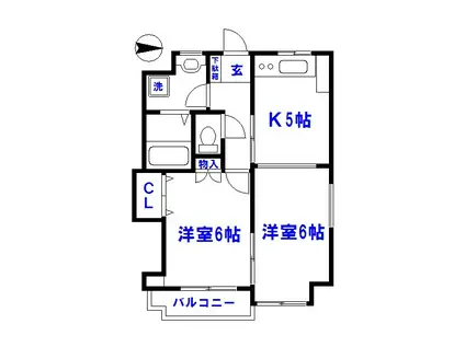 サンライズシナサン(2DK/2階)の間取り写真