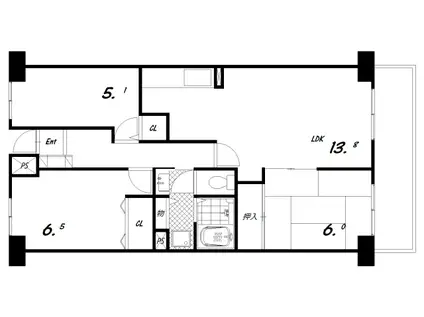 須磨名谷ハウス(3LDK/3階)の間取り写真