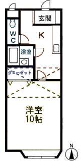ピュアパレス(1K/1階)の間取り写真