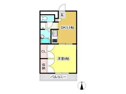 クレール前田(1DK/2階)の間取り写真