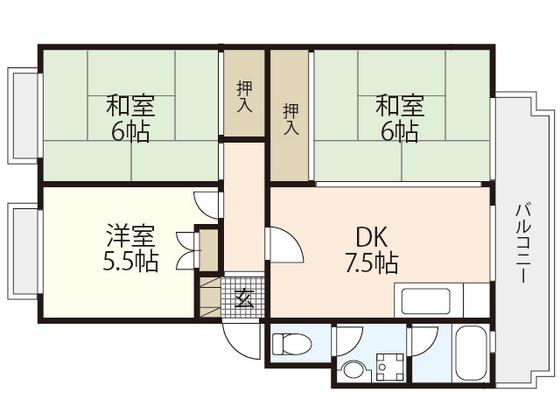 第2仁井田マンション(3DK/3階)の間取り写真