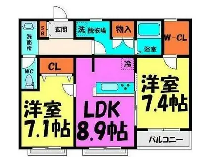 パストラルヴィレッジ(2LDK/2階)の間取り写真