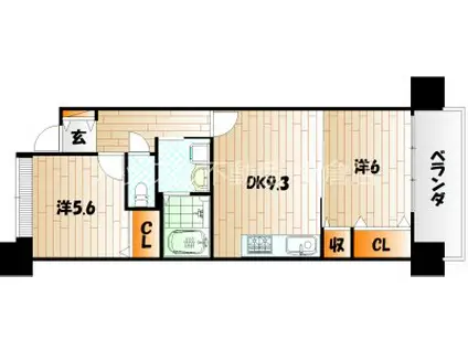 クラシオン木町 23棟(2LDK/5階)の間取り写真