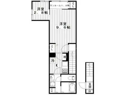 インフィニティパレス(2K/2階)の間取り写真