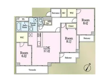 S A N S E Z O N I(3LDK/5階)の間取り写真