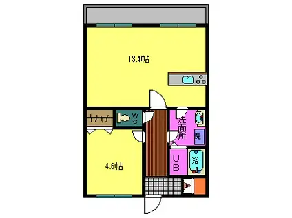リアン ペルル(1LDK/1階)の間取り写真