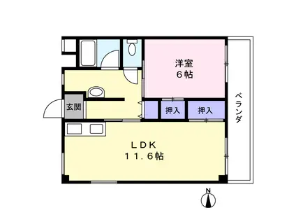 長尾ビル(1LDK/3階)の間取り写真