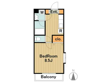エスポワール相原(1K/2階)の間取り写真
