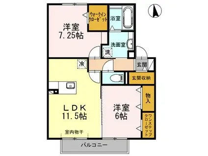 ローベルジュ(2LDK/2階)の間取り写真