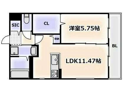 AI-MAISON 田辺/昭和町(1LDK/3階)の間取り写真