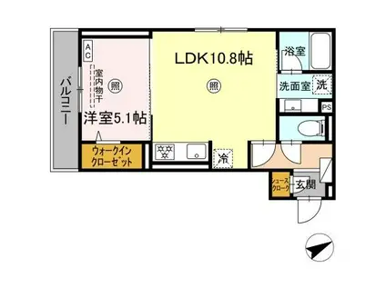 アベリアII番館(1LDK/2階)の間取り写真