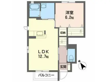 ネーブル・プラネットA(1LDK/1階)の間取り写真