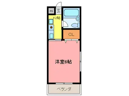 レイクハイツ(1K/3階)の間取り写真