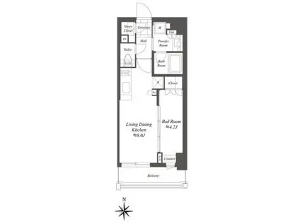 クレストコート白金高輪(1LDK/8階)の間取り写真