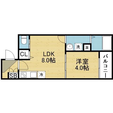 バズ北巽(1LDK/1階)の間取り写真
