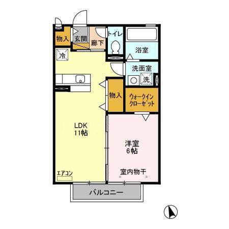 ディアステージ(1LDK/2階)の間取り写真