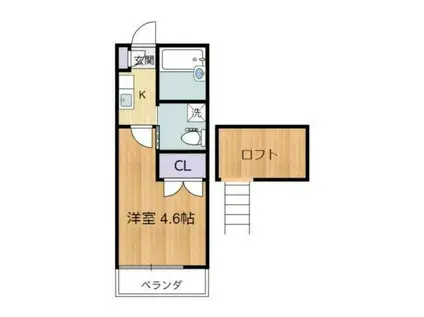 テニスヴィレッジII(1K/1階)の間取り写真