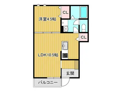 シティハイツヤマフジII(1LDK/1階)の間取り写真