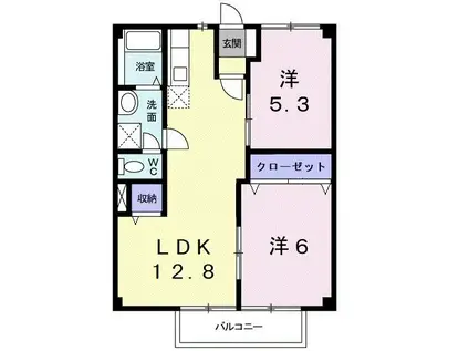 ダイトウタウン(2LDK/1階)の間取り写真