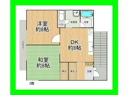 見沼区神山口新田アパート(2DK/2階)の間取り写真